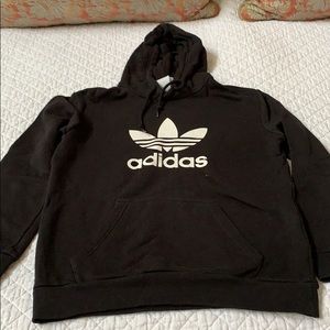 Adidas black hoodie with white decal